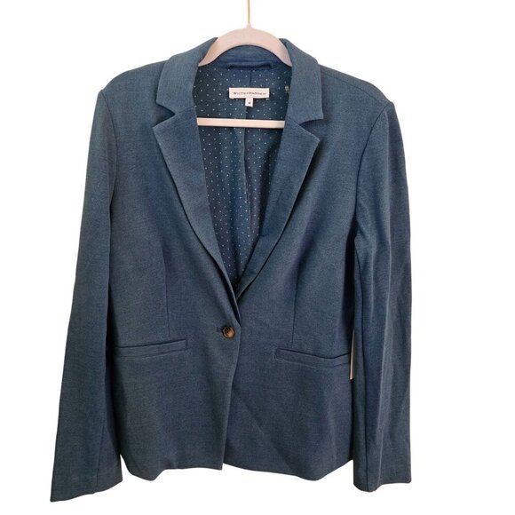 White + Warren NWT* Denim Blazer Medium Indigo Size M - Picture 1 of 8